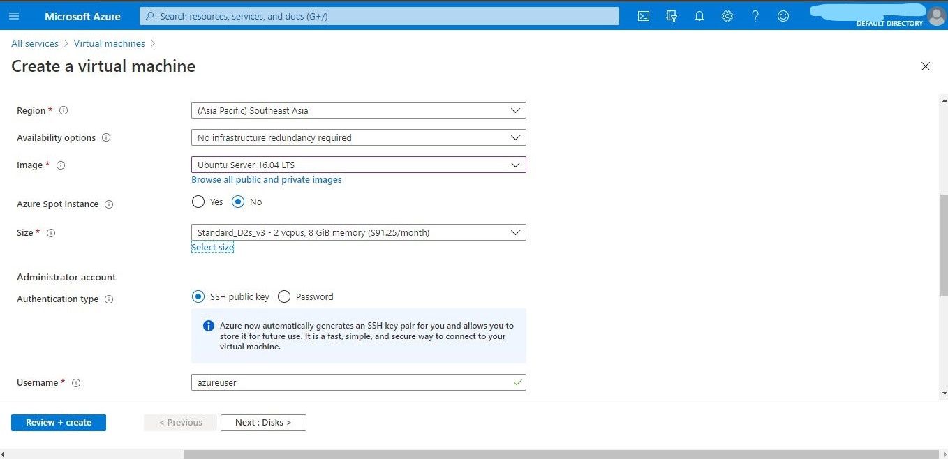 Azure VM Creation Wizard 2